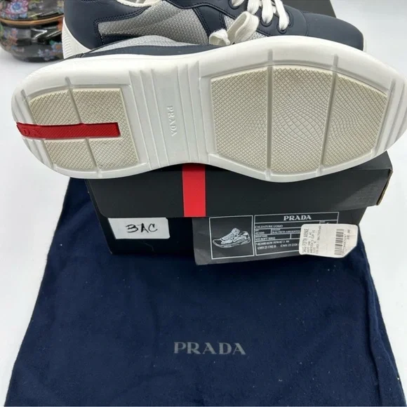 Men’s Prada America’s cup blue/silver sneakers size 6 fit seven US made in Italy - Picture 8 of 14